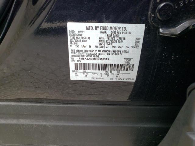 1FM5K8AB0MGB18315 - 2021 FORD EXPLORER POLICE INTERCEPTOR 黑色 照片 13