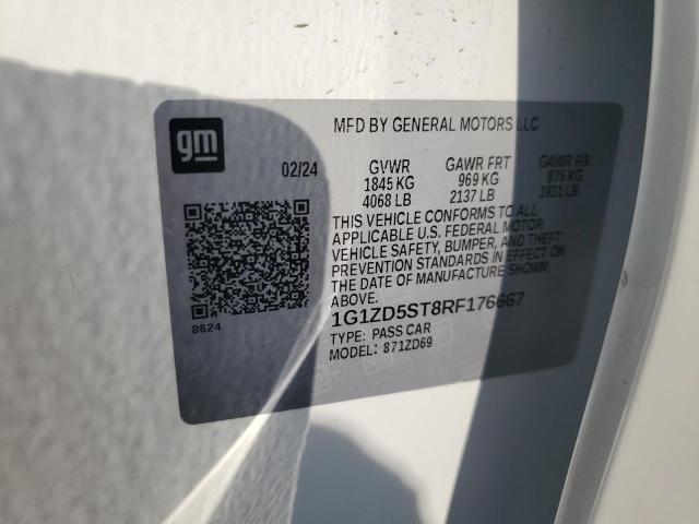 1G1ZD5ST8RF176667 - 2024 CHEVROLET MALIBU LT WHITE photo 12