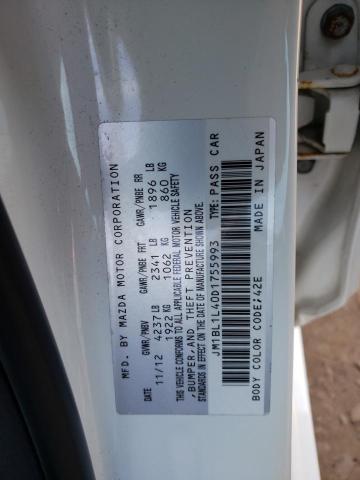 JM1BL1L40D1755993 - 2013 MAZDA SPEED 3 WHITE photo 10
