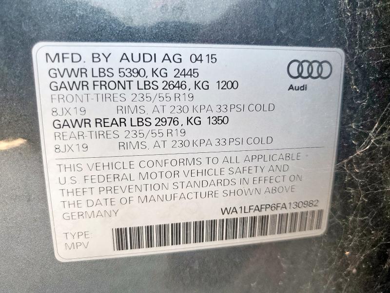 WA1LFAFP6FA130982 - 2015 AUDI Q5 PREMIUM PLUS CHARCOAL photo 14