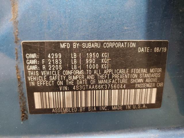 4S3GTAA66K3756044 - 2019 SUBARU IMPREZA BLUE photo 13