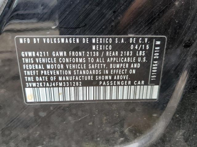 3VW2K7AJ4FM331282 - 2015 VOLKSWAGEN JETTA BASE 黑色 照片 12