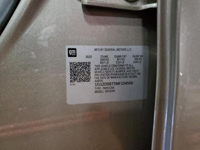 1G1ZD5ST5NF154569 - 2022 CHEVROLET MALIBU LT TAN photo 12