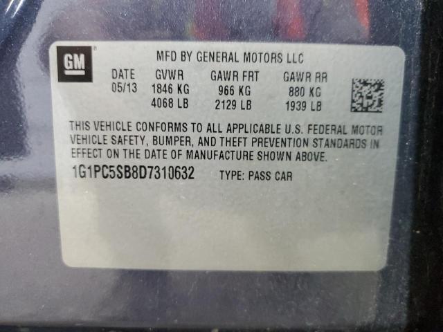 1G1PC5SB8D7310632 - 2013 CHEVROLET CRUZE LT 蓝色 照片 12