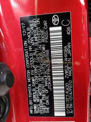 JTDKARFP8H3064988 - 2017 TOYOTA PRIUS PRIM 红色 照片 12