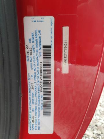 3VWDC21V61M803051 - 2001 VOLKSWAGEN CABRIO GLX 红色 照片 12