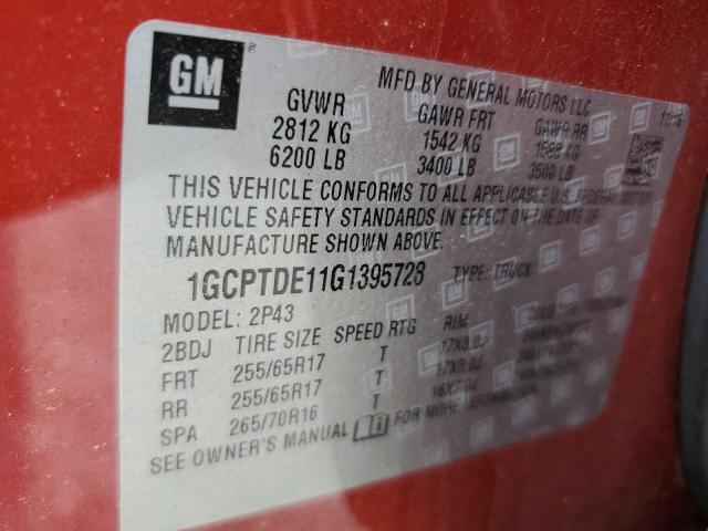 1GCPTDE11G1395728 - 2016 CHEVROLET COLORADO Z71 RED photo 12