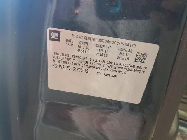 2G1WA5E35C1206679 - 2012 CHEVROLET IMPALA LS BLACK photo 12