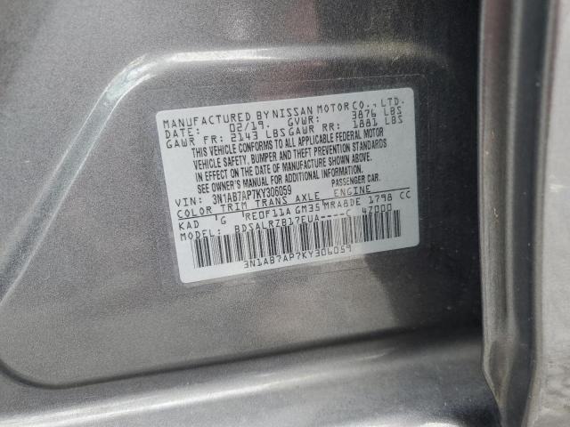 3N1AB7AP7KY306059 - 2019 NISSAN SENTRA S CHARCOAL photo 12