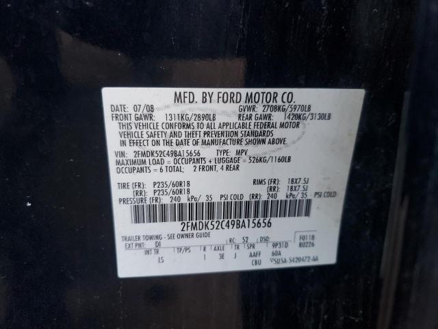 2FMDK52C49BA15656 - 2009 FORD FLEX SEL BLACK photo 13