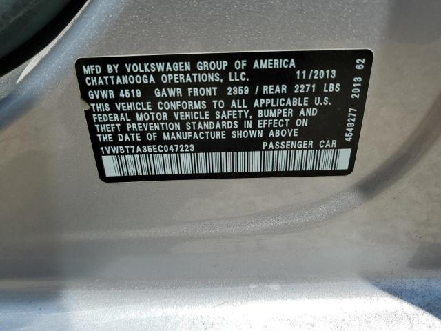 1VWBT7A35EC047223 - 2014 VOLKSWAGEN PASSAT SE SILVER photo 12