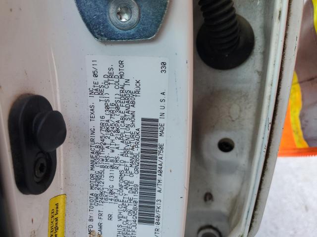 5TFJU4GN5BX011569 - 2011 TOYOTA TACOMA DOUBLE CAB PRERUNNER WHITE photo 12