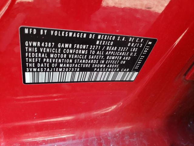 3VW4S7AJ1EM207378 - 2014 VOLKSWAGEN JETTA GLI 红色 照片 12