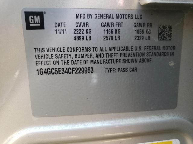 1G4GC5E34CF229963 - 2012 BUICK LACROSSE Бежевый фото 13