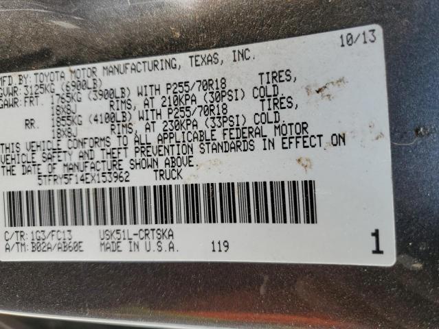 5TFRY5F14EX153962 - 2014 TOYOTA TUNDRA DOUBLE CAB SR/SR5 CHARCOAL photo 12