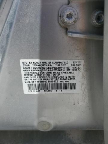 5FNYF3H56CB019872 - 2012 HONDA PILOT EXL SILVER photo 13