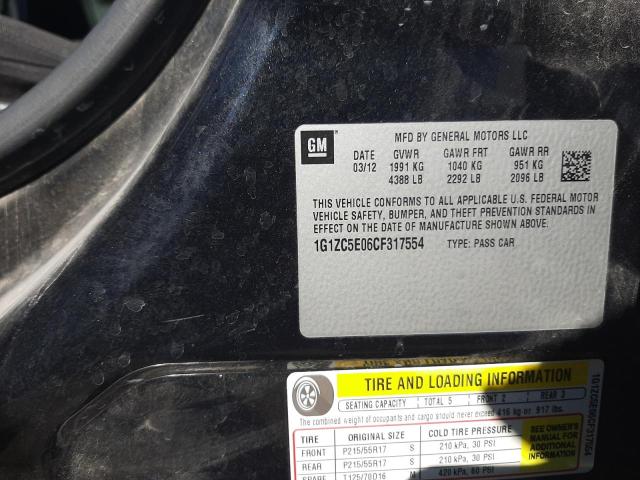 1G1ZC5E06CF317554 - 2012 CHEVROLET MALIBU 1LT 黑色 照片 12