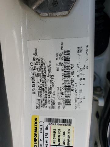 3LN6L2JK4DR802937 - 2013 LINCOLN MKZ Ақ фото 12