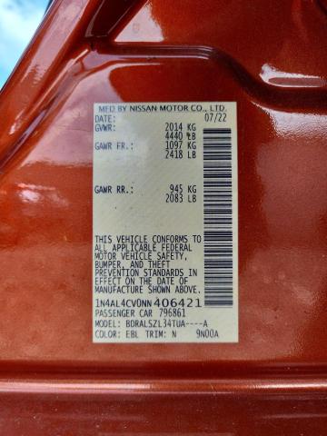 1N4AL4CV0NN406421 - 2022 NISSAN ALTIMA SR 橙色 照片 13