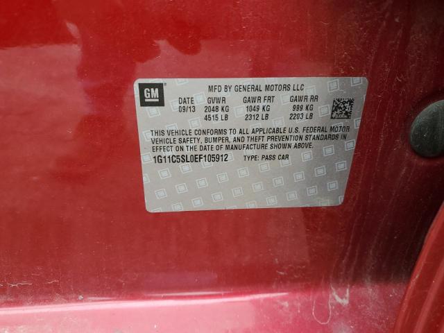 1G11C5SL0EF105912 - 2014 CHEVROLET MALIBU 1LT 红色 照片 12