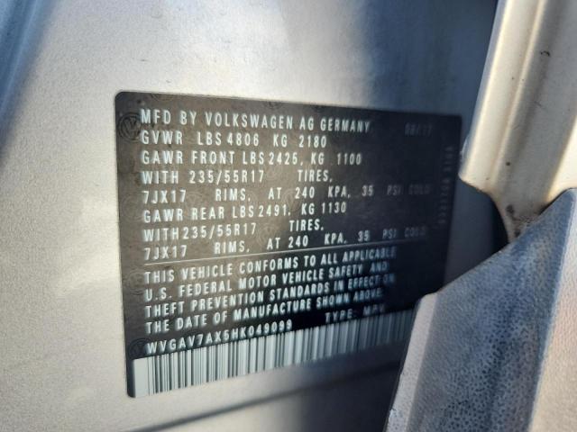 WVGAV7AX5HK049099 - 2017 VOLKSWAGEN TIGUAN S SILVER photo 13