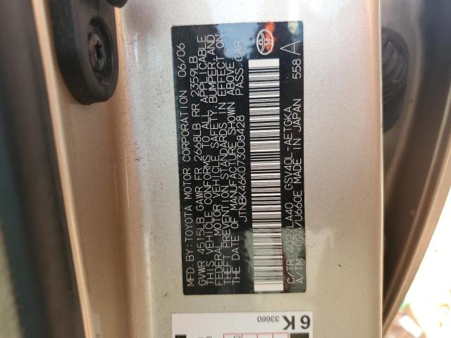 JTNBK46K073008428 - 2007 TOYOTA CAMRY LE GOLD photo 12