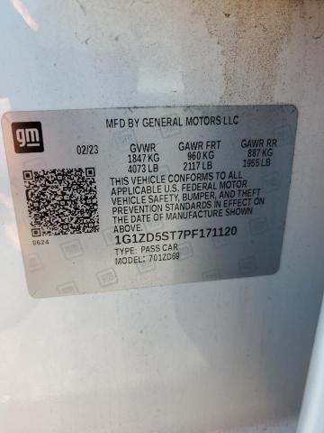 1G1ZD5ST7PF171120 - 2023 CHEVROLET MALIBU LT WHITE photo 13