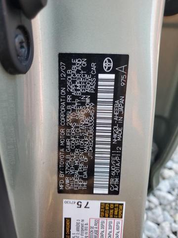 JTDKB20U883364579 - 2008 TOYOTA PRIUS GREEN photo 12