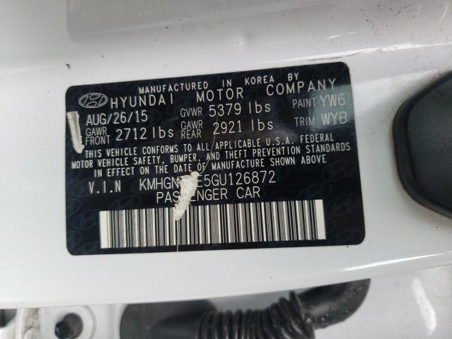KMHGN4JE5GU126872 - 2016 HYUNDAI GENESIS 3.8L WHITE photo 12