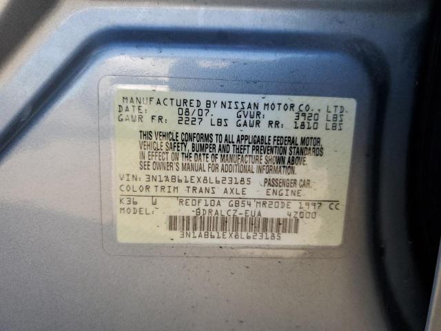 3N1AB61EX8L623185 - 2008 NISSAN SENTRA 2.0 SILVER photo 12