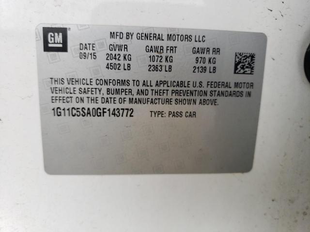 1G11C5SA0GF143772 - 2016 CHEVROLET MALIBU LIM LT 白色 照片 12