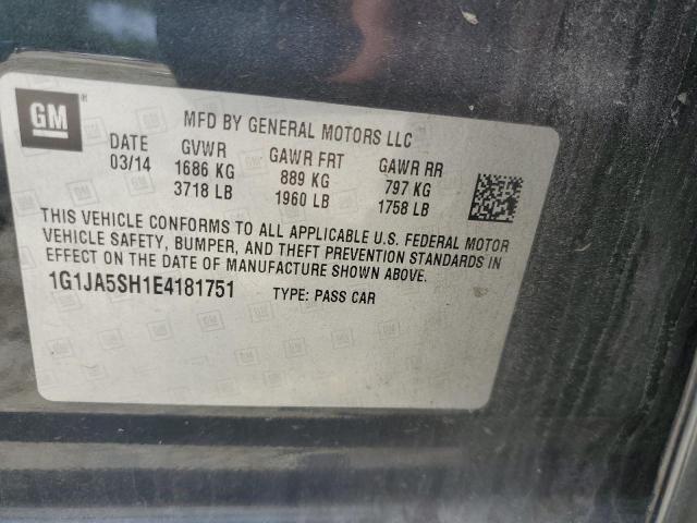 1G1JA5SH1E4181751 - 2014 CHEVROLET SONIC LS BLACK photo 12
