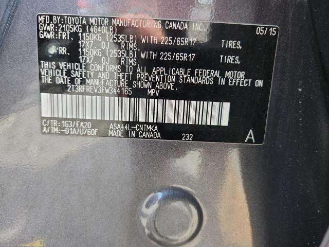 2T3RFREV3FW344165 - 2015 TOYOTA RAV4 XLE GRAY photo 13