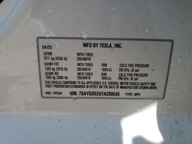 7SAYGDEE6TA399545 - 2026 TESLA MODEL Y WHITE photo 13