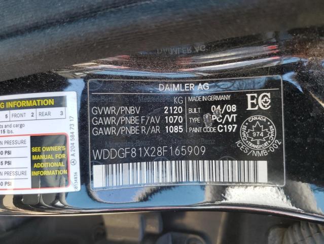 WDDGF81X28F165909 - 2008 MERCEDES-BENZ C 300 4MATIC BLACK photo 12