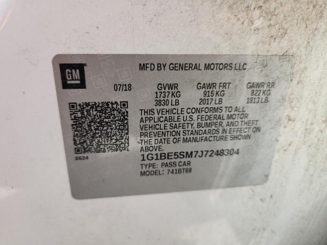 1G1BE5SM7J7248304 - 2018 CHEVROLET CRUZE LT 白色 照片 12