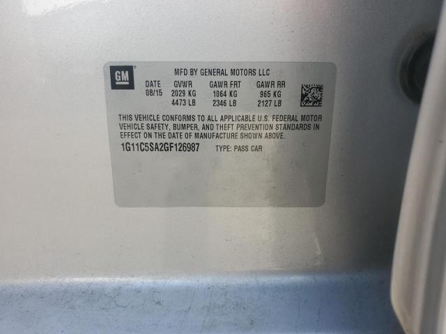 1G11C5SA2GF126987 - 2016 CHEVROLET MALIBU LIM LT 银色 照片 12