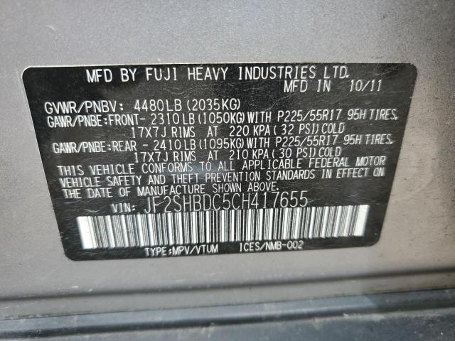 JF2SHBDC5CH417655 - 2012 SUBARU FORESTER 2.5X PREMIUM Plata foto 13