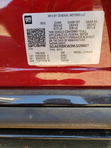 5GAERBKW3MJ228827 - 2021 BUICK ENCLAVE ESSENCE RED photo 13