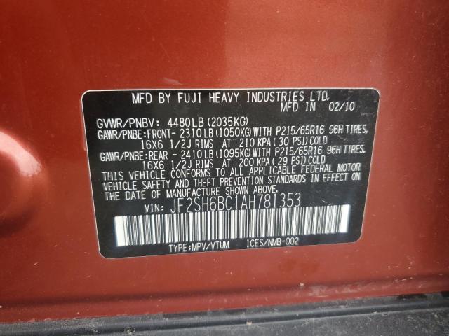 JF2SH6BC1AH781353 - 2010 SUBARU FORESTER XS ORANGE photo 13