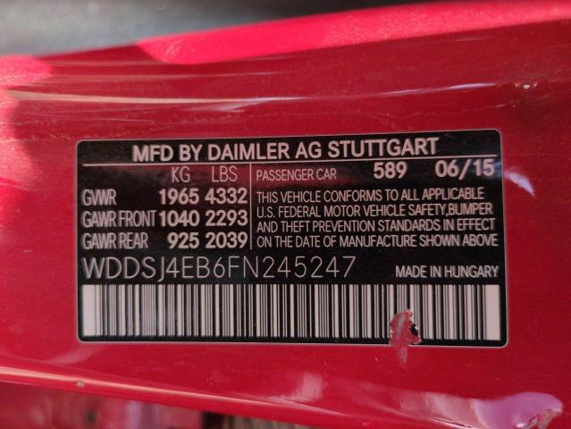 WDDSJ4EB6FN245247 - 2015 MERCEDES-BENZ CLA 250 წითელი ფოტო 12