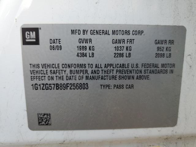 1G1ZG57B89F256803 - 2009 CHEVROLET MALIBU LS 白色 照片 12