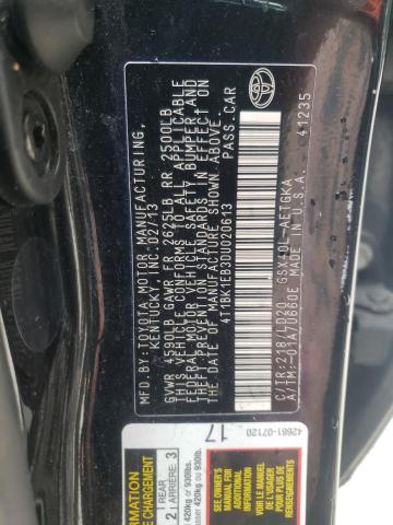 4T1BK1EB3DU020613 - 2013 TOYOTA AVALON BASE 黑色 照片 12