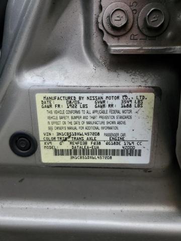 3N1CB51DX6L457208 - 2006 NISSAN SENTRA 1.8 TAN photo 12