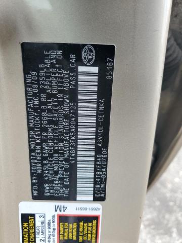 4T4BF3EK5AR047135 - 2010 TOYOTA CAMRY BASE TAN photo 12