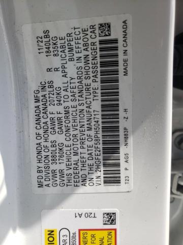 2HGFE2F58PH504717 - 2023 HONDA CIVIC SPORT 白色 照片 13