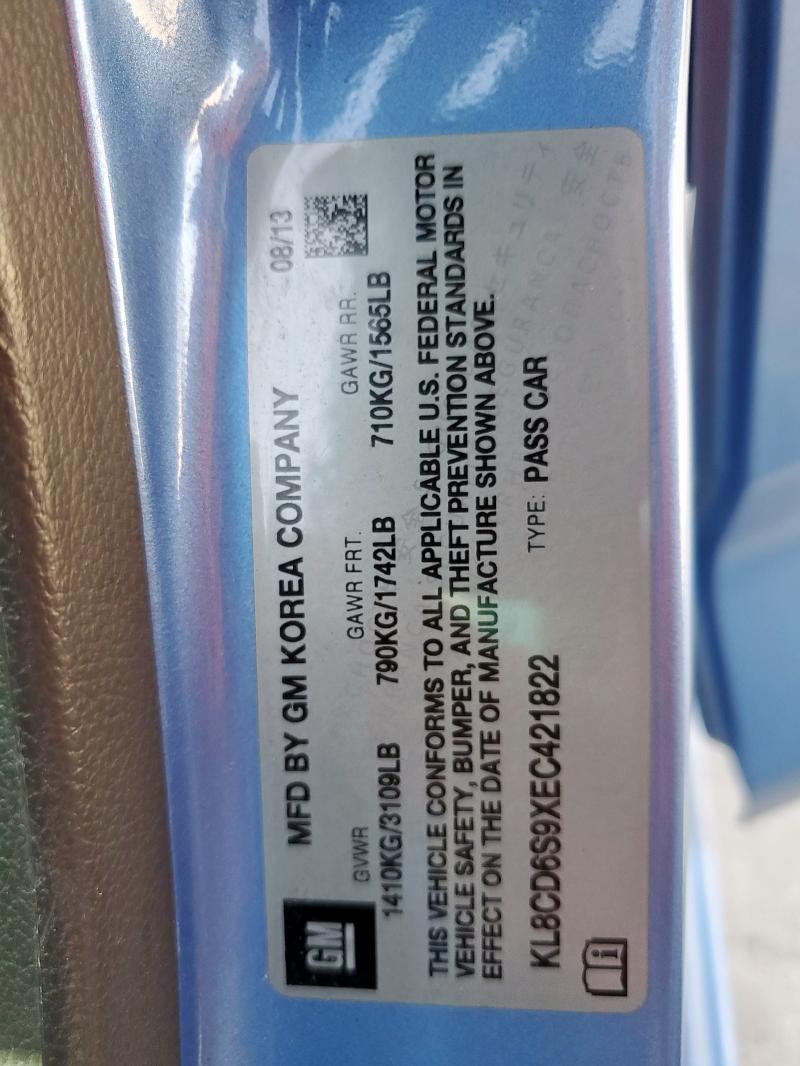 KL8CD6S9XEC421822 - 2014 CHEVROLET SPARK 1LT ლურჯი ფოტო 13