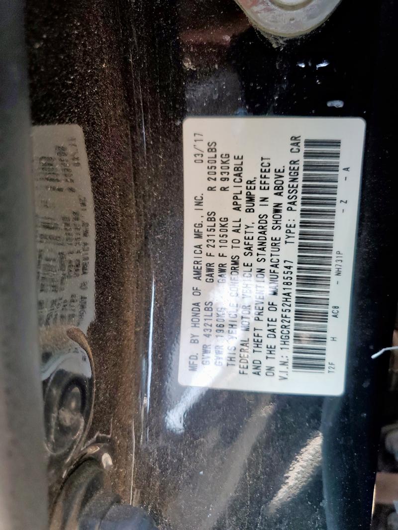 1HGCR2F52HA185547 - 2017 HONDA ACCORD SPORT Қара фото 13