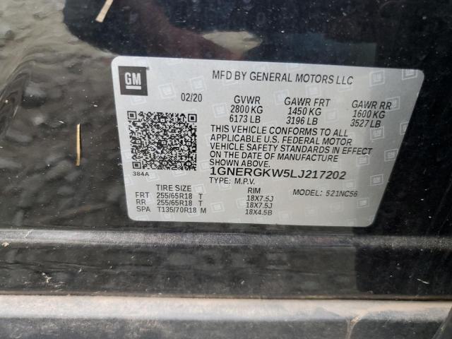 1GNERGKW5LJ217202 - 2020 CHEVROLET TRAVERSE LT 黑色 照片 14