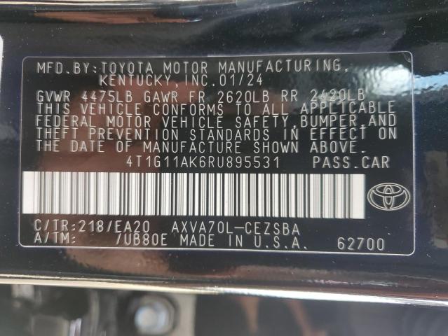 4T1G11AK6RU895531 - 2024 TOYOTA CAMRY SE NIGHT SHADE BLACK photo 12